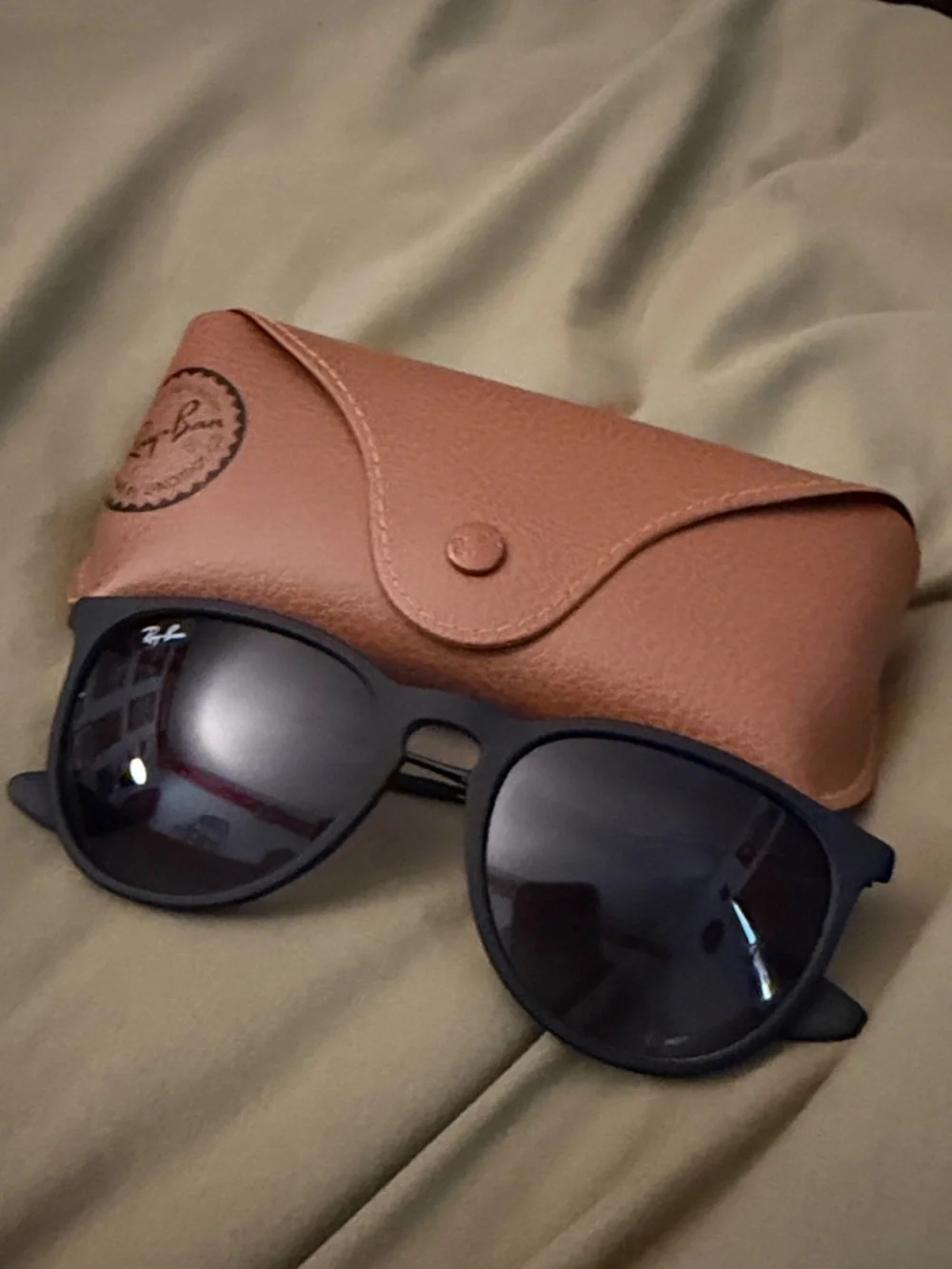 Ray-Ban Black Sunglasses with Brown Leather Case